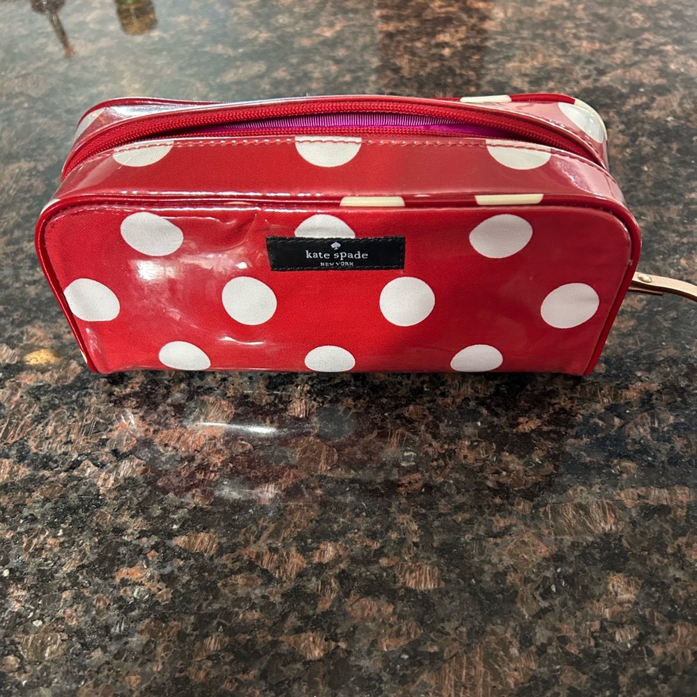 Kate Spade Red and White Polka Dot Pouch